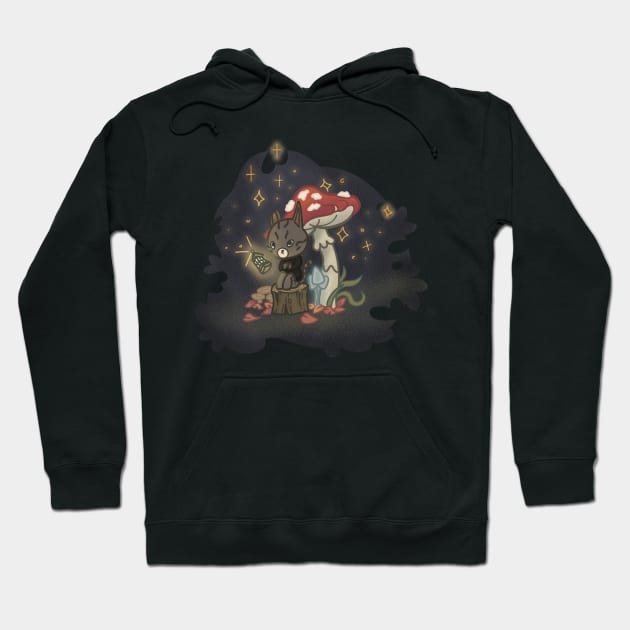 Witchy Cat Under A Mushroom Hoodie by RileySessions